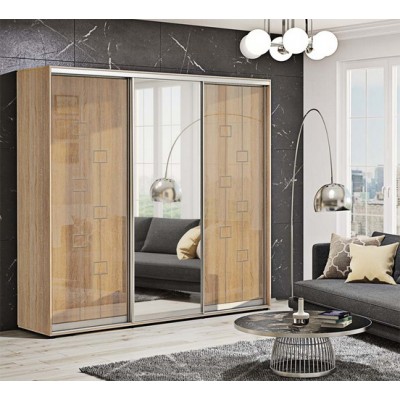 Шкаф-купе "ДСП" крашеный высокий глянец с зеркалом 2,2м